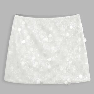Cider White Sequin Mini Skirt